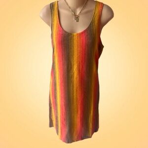 Ecote Orange + Yellow Striped Gradient Scoop Neck Dress